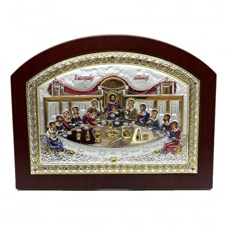 icoana "Cina cea de taina" placata aur si argint